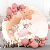 Mond Und Niedlich Kuh Runden Baby Dusche Hintergrund Für Party